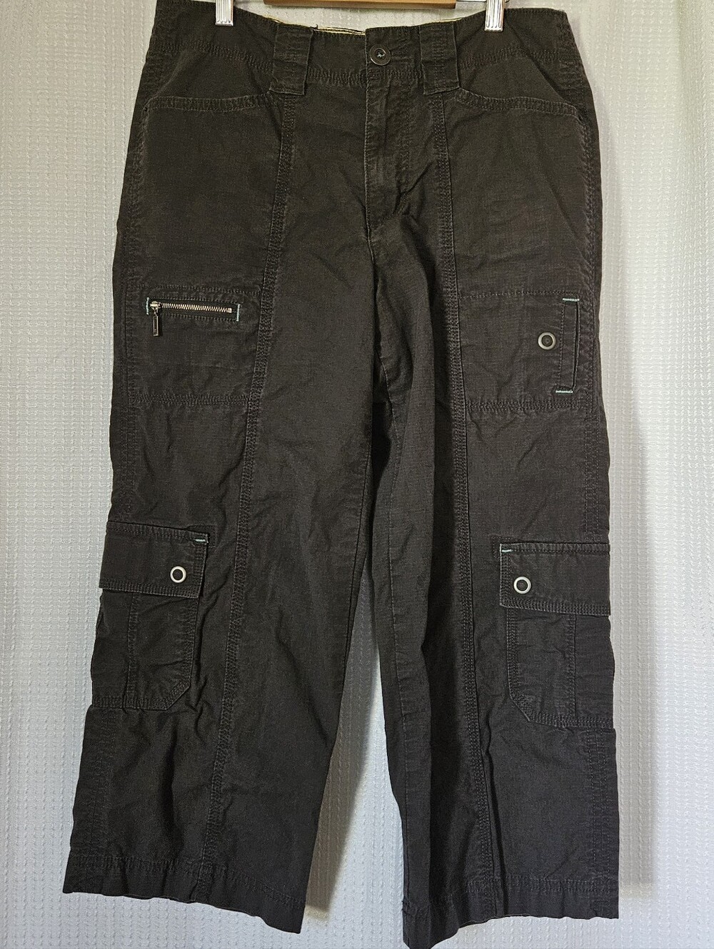 Eddie Bauer Mercer Fit Y2K cropped capri cargo hiking outdoor pants sz 8 Tall